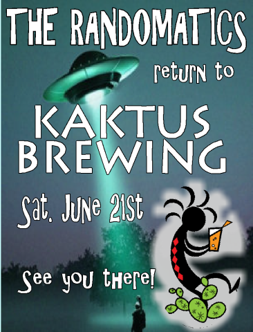 a UFO beaming up the kaktus logo with show information